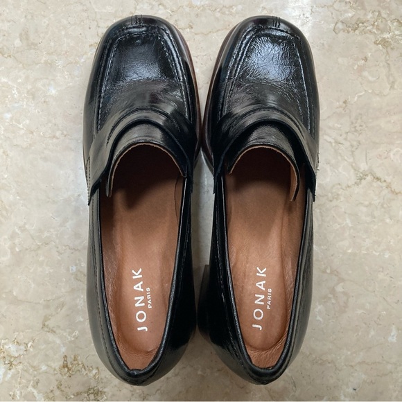 Jonak Paris Patent Leather Heeled Platfom Loafers in Black, Size EU 40 - Picture 5 of 10